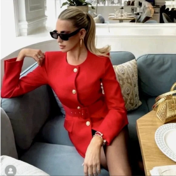 ZARA Blazer with Belt - Picture 3 of 8